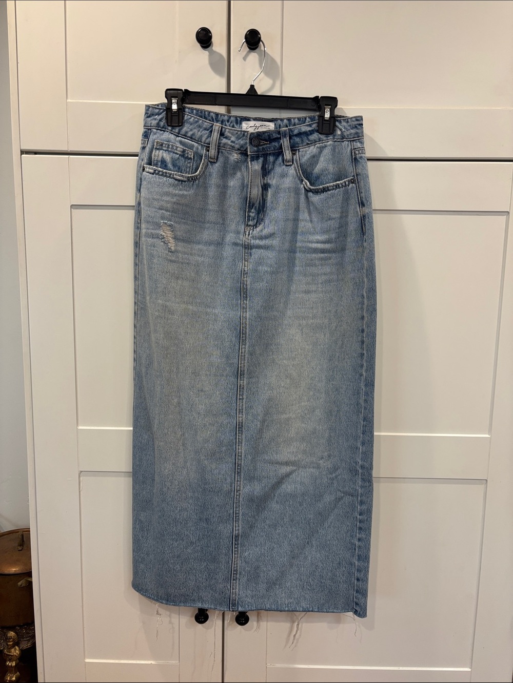 Carly Jean Los Angeles Light Blue Straight Denim Skirt